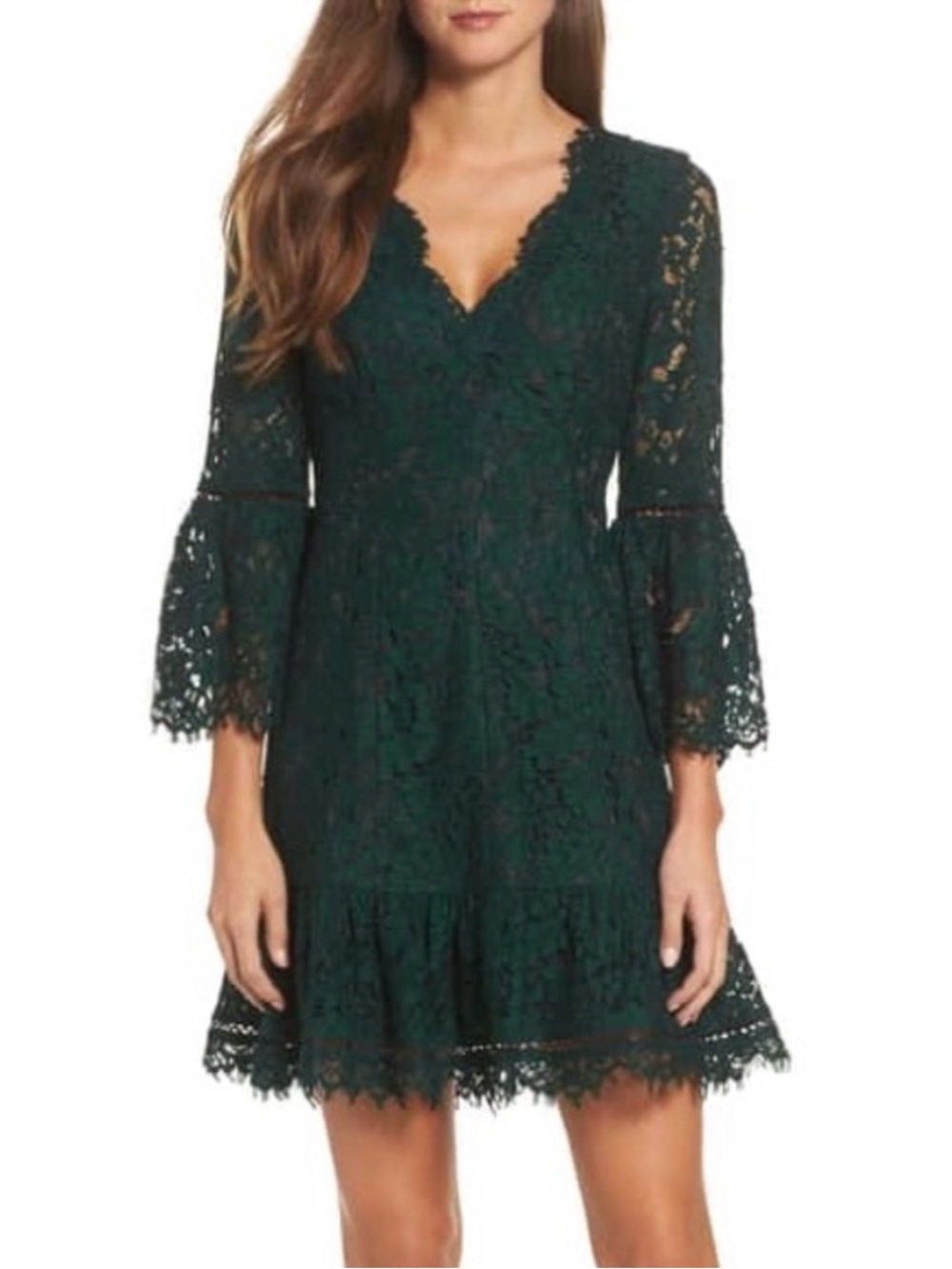 Eliza J Green Lace Mini Dress‎ Size 8